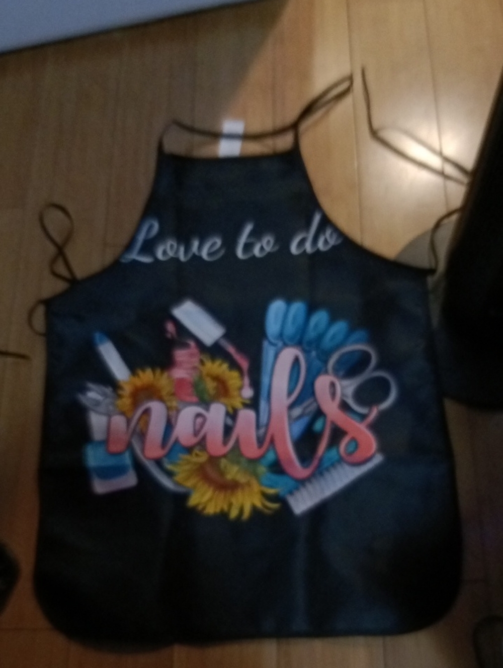 Love to Do Nails Apron - Black with Pink & Blue Design/1of A Kind!!